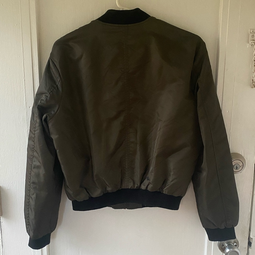 Zara Basic Outerwear Green Full Zip Bomber Jacket For Women - Picture 4 of 14